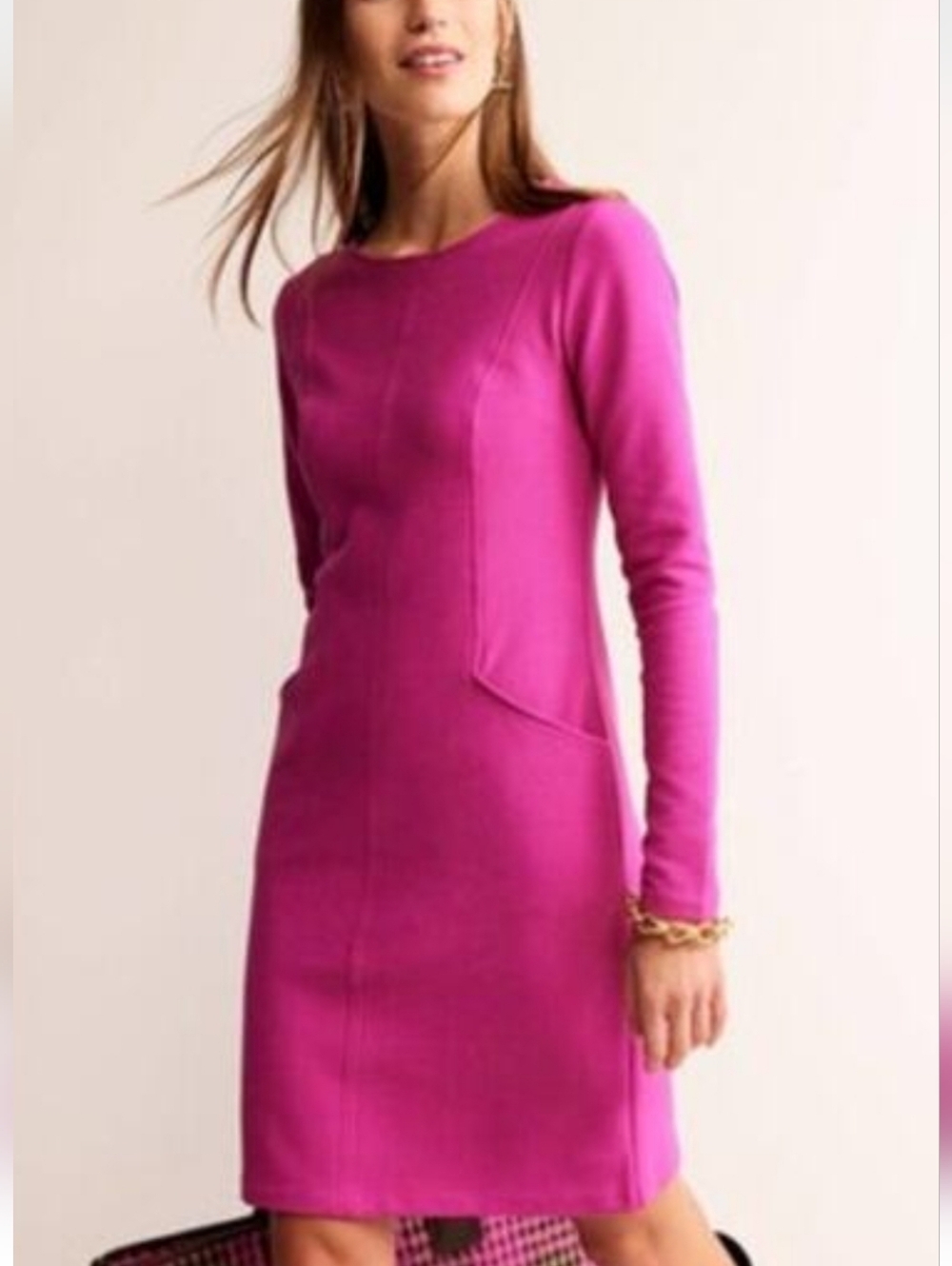 Boden Fuchsia Long-Sleeve Sheath Dress
